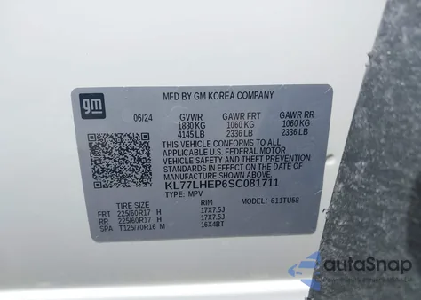 2025 Chevrolet Trax Fwd Lt from USA, damaged, VIN KL77LHEP6SC081711